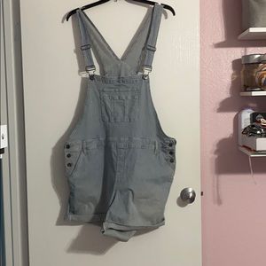Torrid 5” Shortall Railroad Stripe Overalls